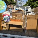 島原市霊丘地区のお客様から、再び不用品回収のご依頼。今回は、ストーブ、扇風機、段ボール、衣類などを回収の回収処分